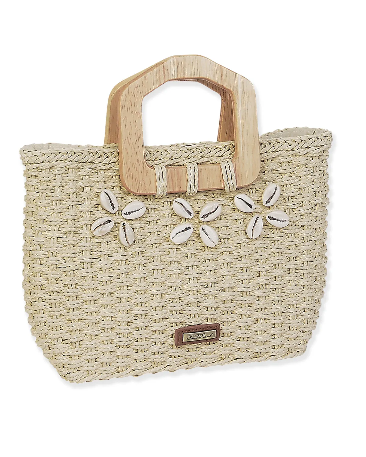 Sun N Sand Paper Straw Medium Tote with Shells - Ce6643