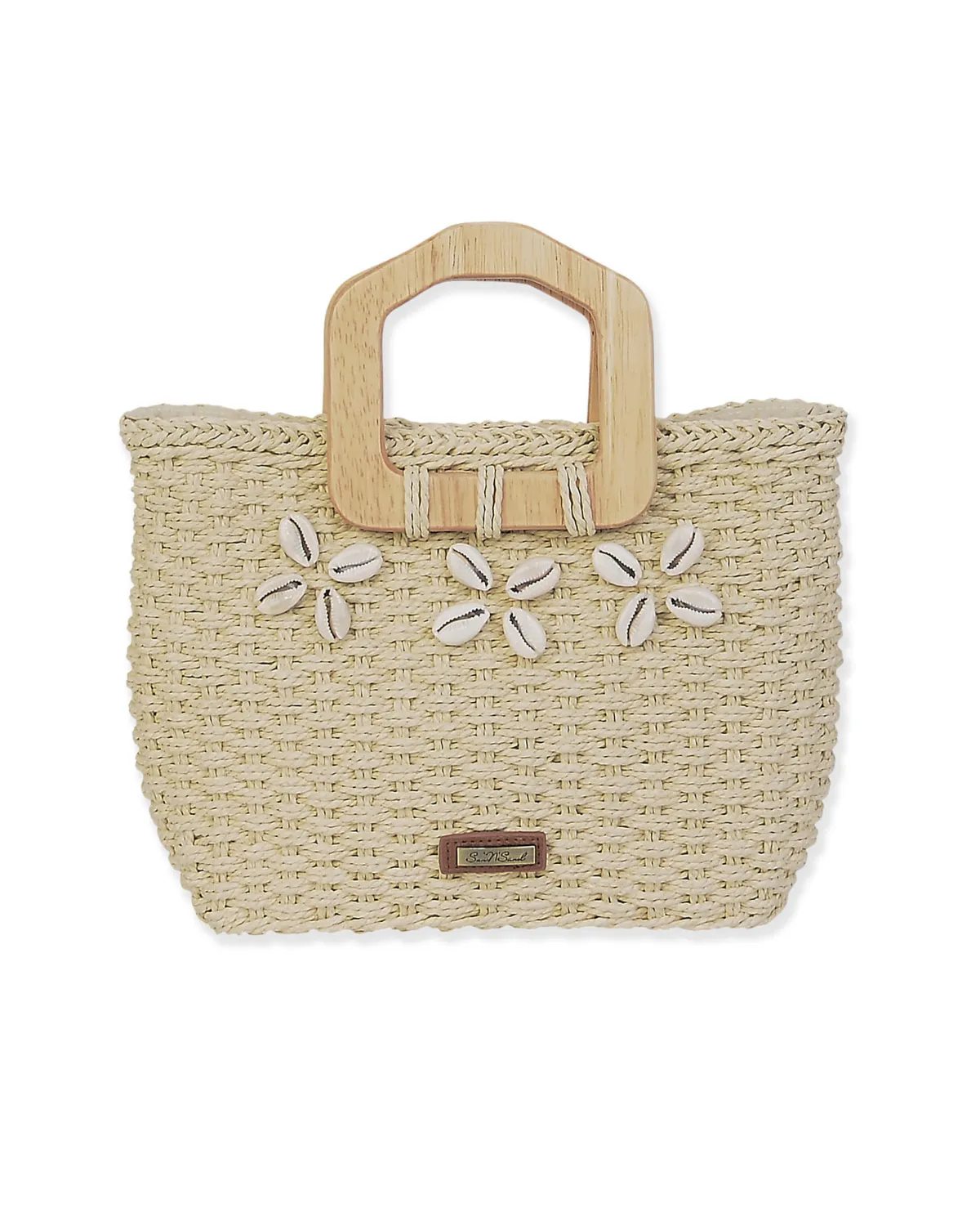 Sun N Sand Paper Straw Medium Tote with Shells - Ce6643