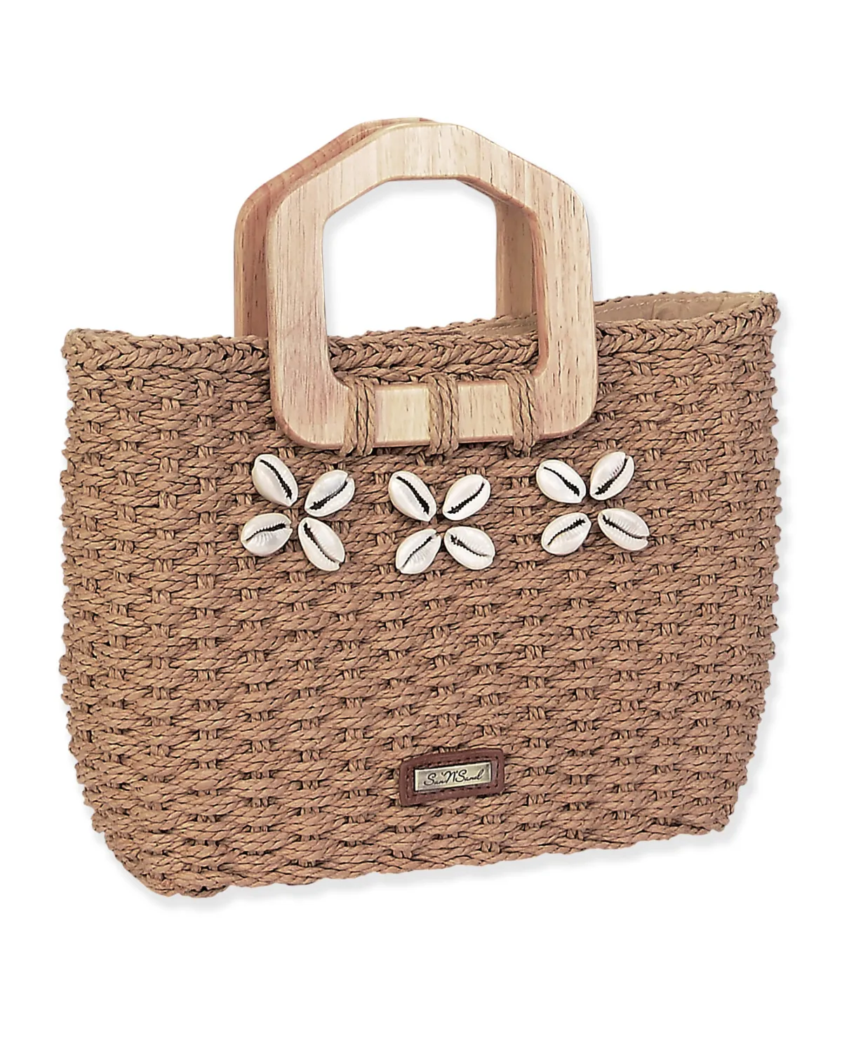 Sun N Sand Paper Straw Medium Tote with Shells - Ce6643