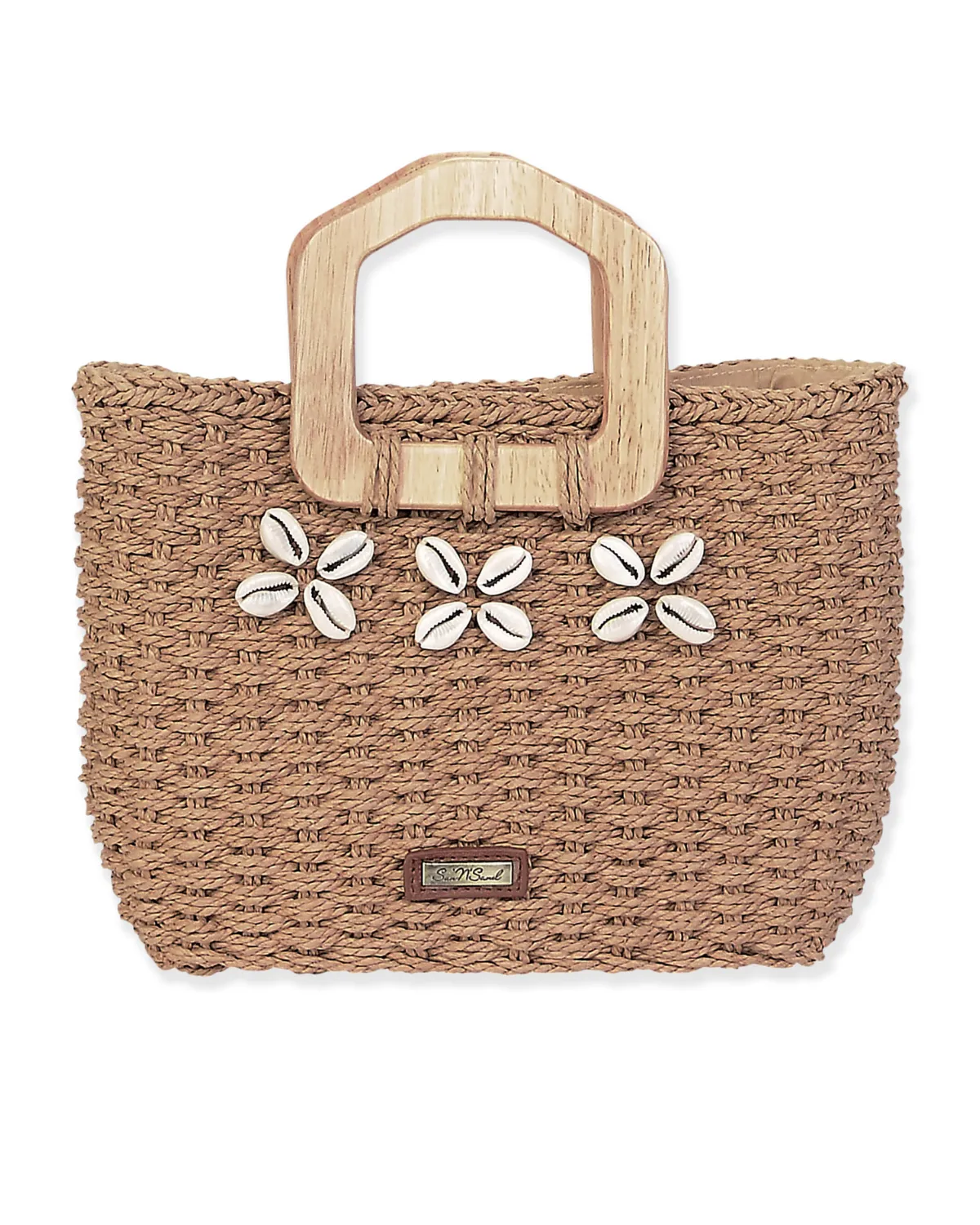 Sun N Sand Paper Straw Medium Tote with Shells - Ce6643