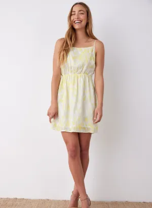 Tie Back Mini Linen Dress - Layered Spots Print