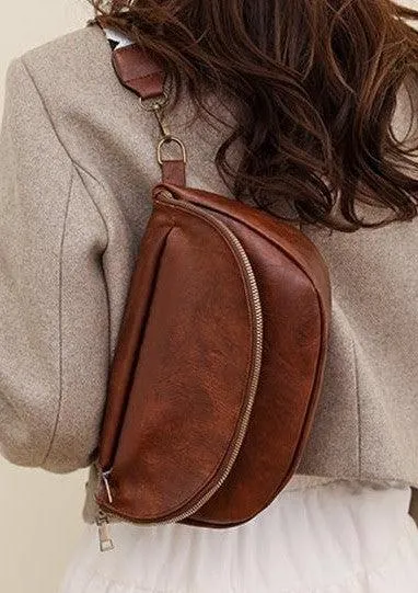 Vintage Vegan Leather Crossbody Bag