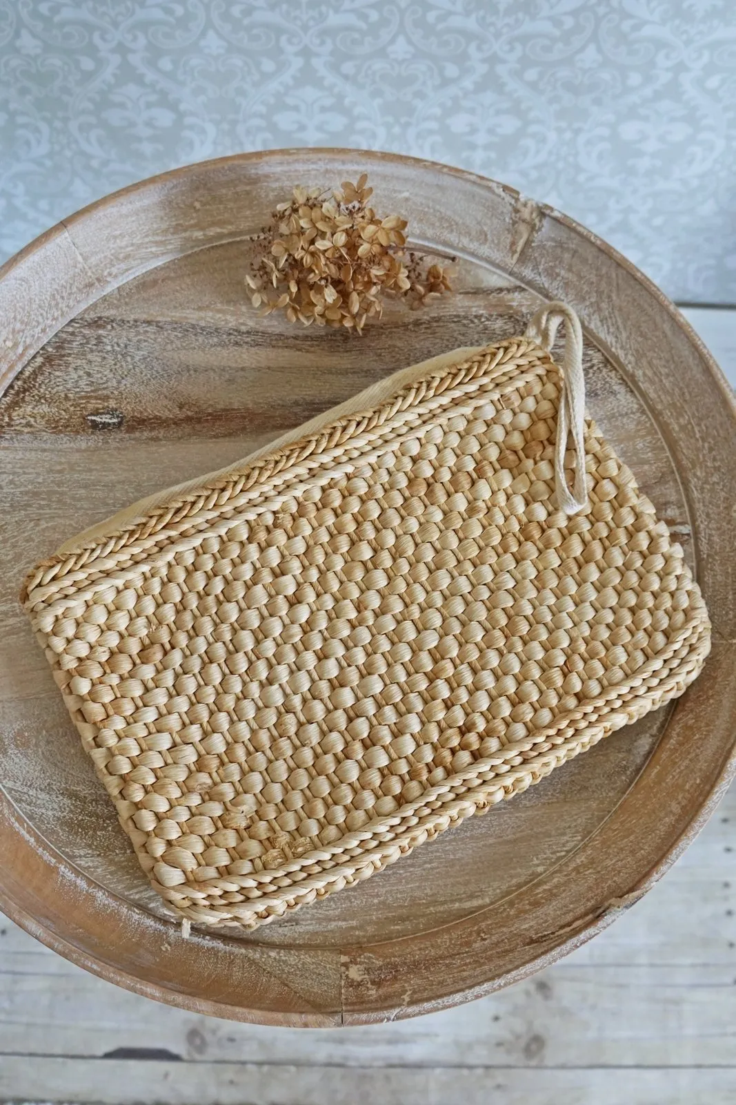 Vintage Woven Raffia Clutch Bag