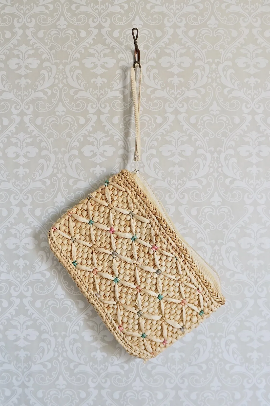 Vintage Woven Raffia Clutch Bag