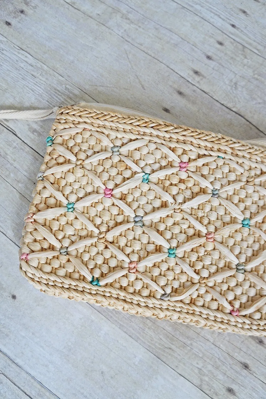 Vintage Woven Raffia Clutch Bag