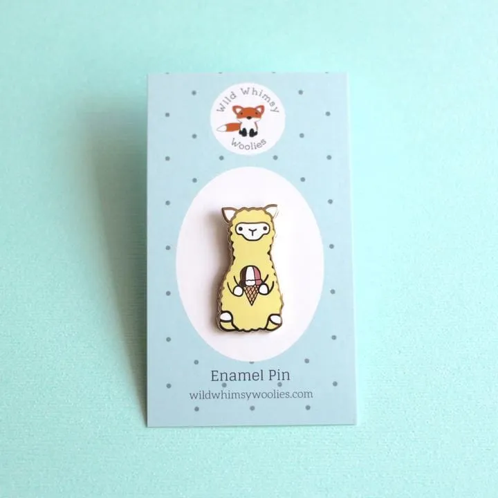 Wild Whimsy Alpaca Ice Cream Pin