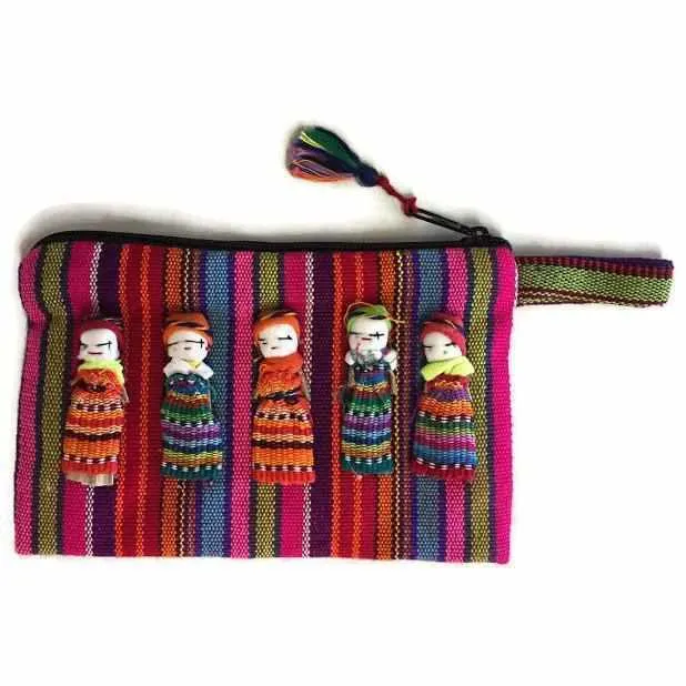 Woven Worry Doll Multicolor Pouch, Guatemala