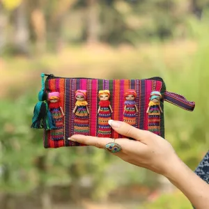 Woven Worry Doll Multicolor Pouch, Guatemala