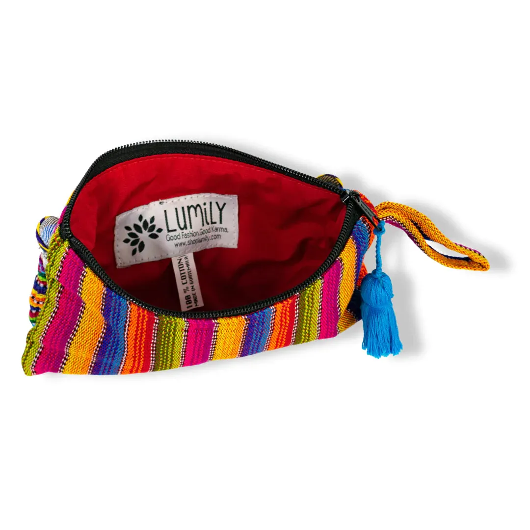 Woven Worry Doll Multicolor Pouch, Guatemala