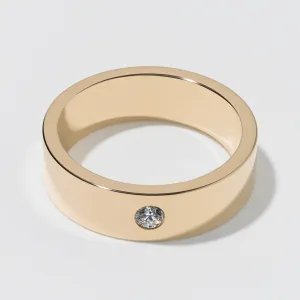 Yellow Gold Flat Diamond Wedding Band - Polished 6mm