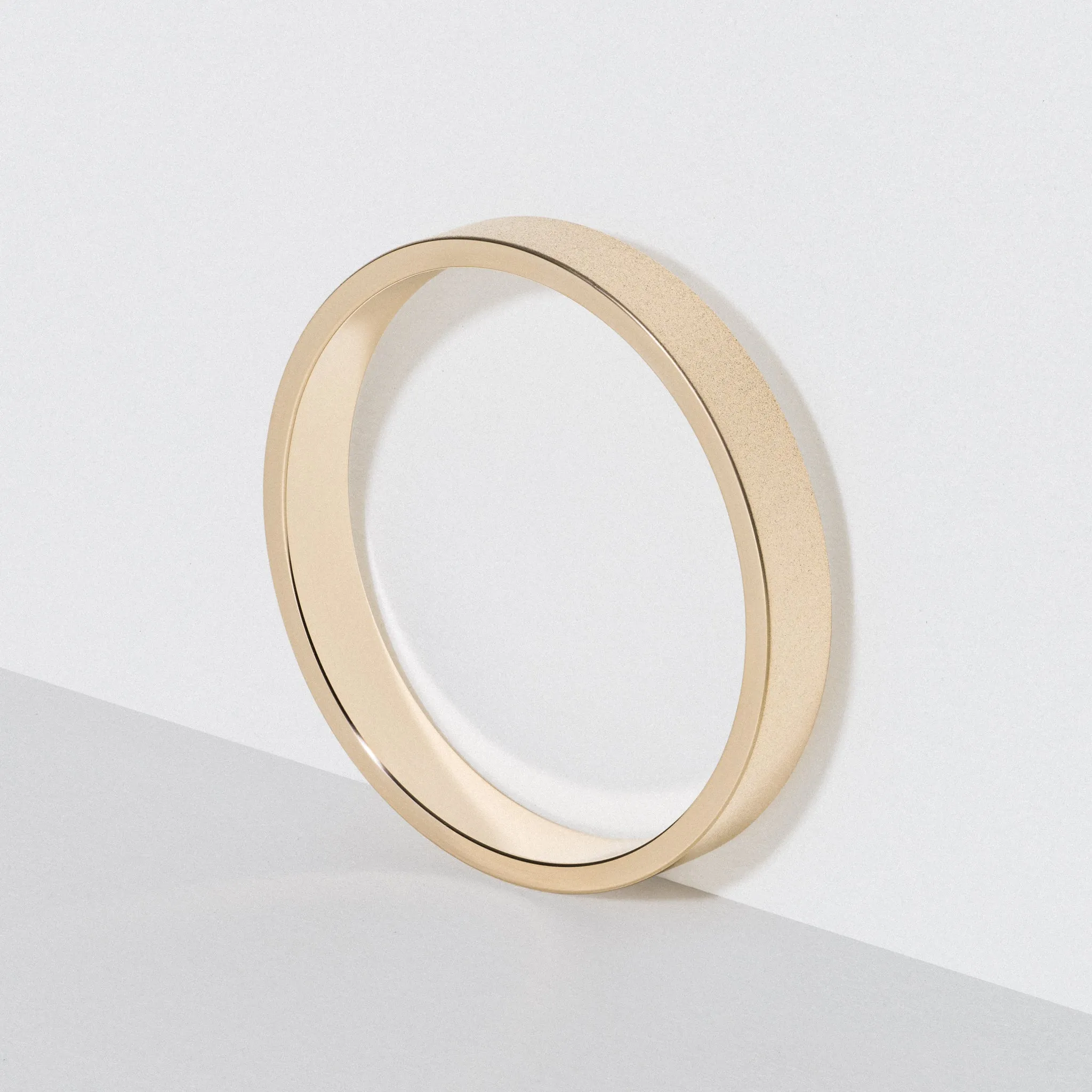 Yellow Gold Flat Wedding Band - Matte 3mm