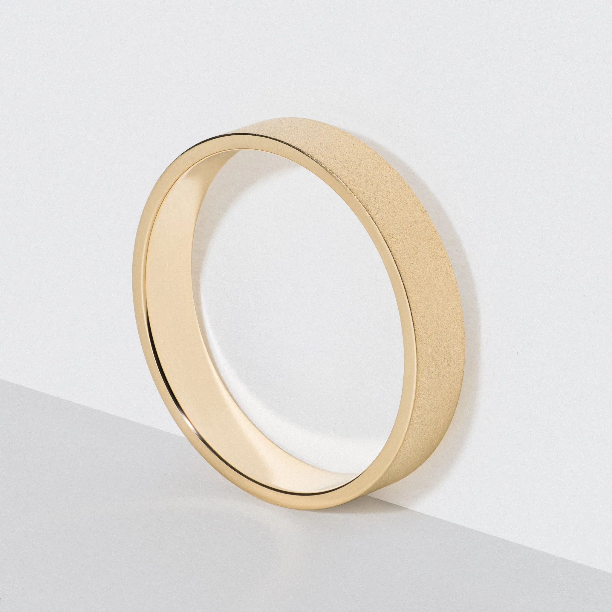 Yellow Gold Flat Wedding Band - Matte 4mm