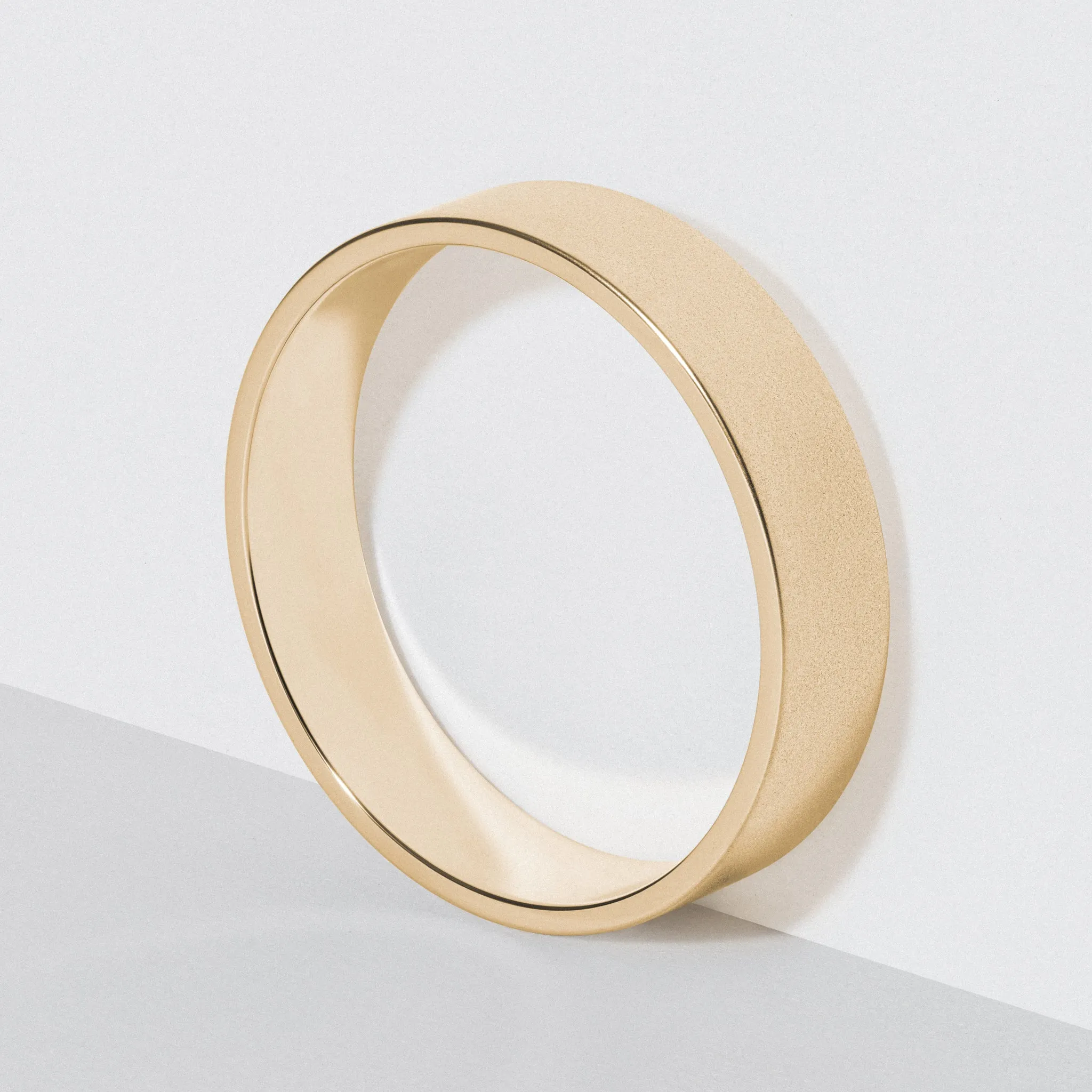 Yellow Gold Flat Wedding Band - Matte 5mm