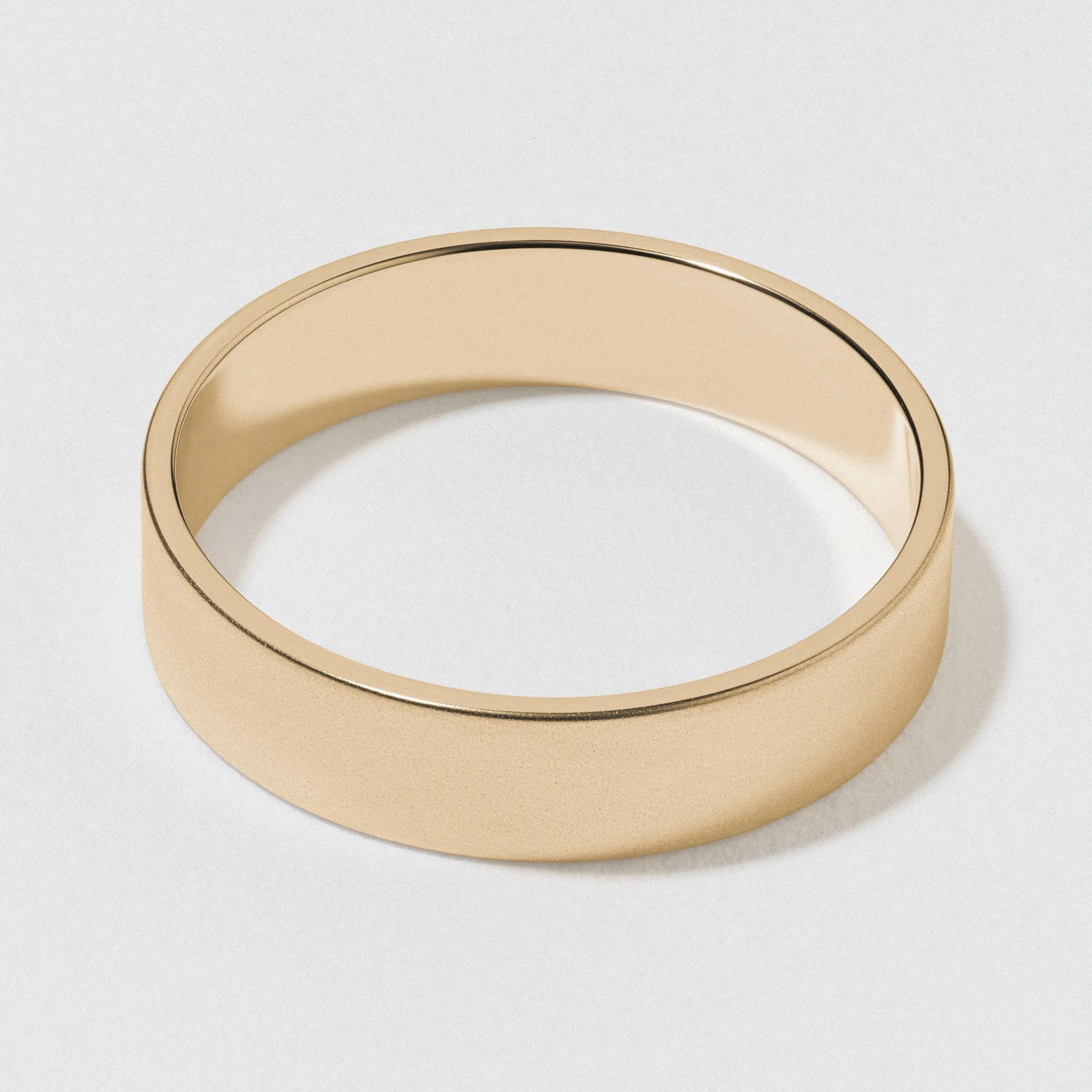 Yellow Gold Flat Wedding Band - Matte 5mm